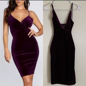 Purple velvet mini dress